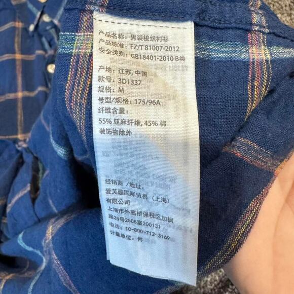 Y2k hollister navy plaid button up- Medium - Picture 3 of 3